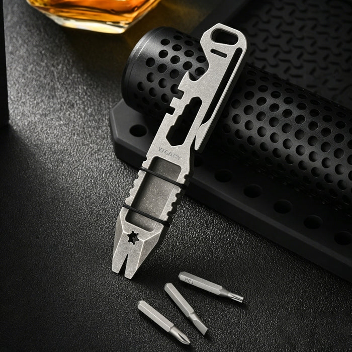 Titanium EDC Pry Bar Multi-Tool | Screwdriver & Bottle Opener | Outdoor Portable Tool