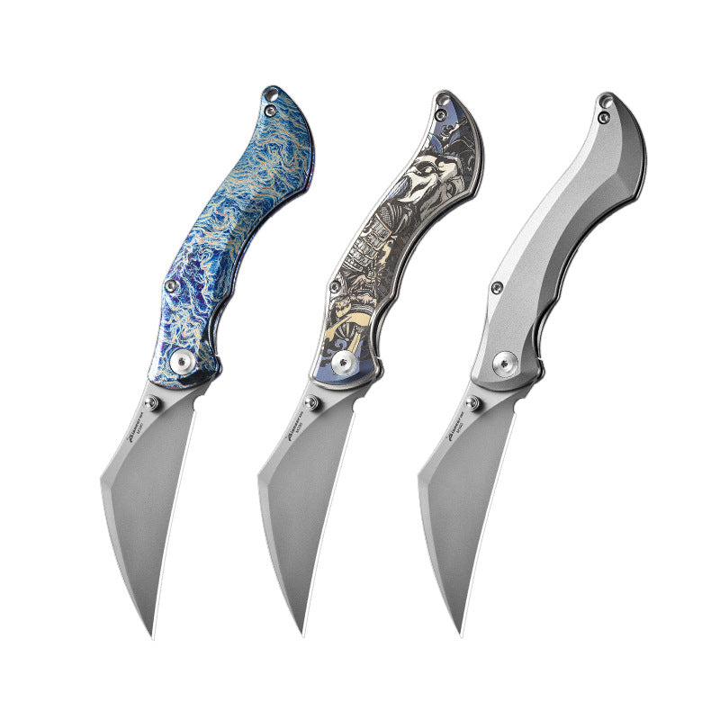 M390 Titanium EDC Folding Knife | Color Engraved | Outdoor Portable Pocket Knife