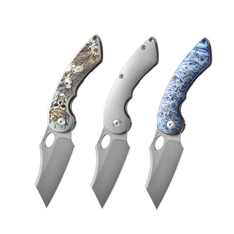 M390 EDC Folding Knife | TC4 Titanium Handle | Color Engraved | Outdoor Pocket Knife