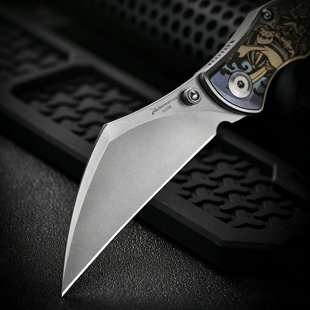 M390 Titanium EDC Folding Knife | Color Engraved | Outdoor Portable Pocket Knife