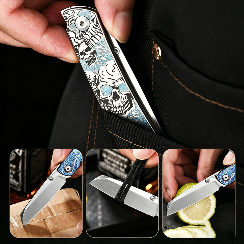 Premium M390 Titanium EDC Folding Knife | TC4 Handle | Outdoor Survival Pocket Knife