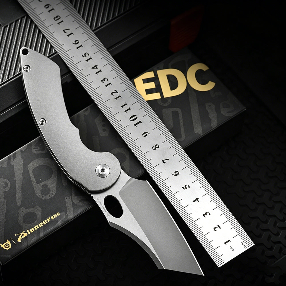 M390 Titanium EDC Folding Knife | TC4 Titanium Handle | Color Engraved | Outdoor Pocket Knife