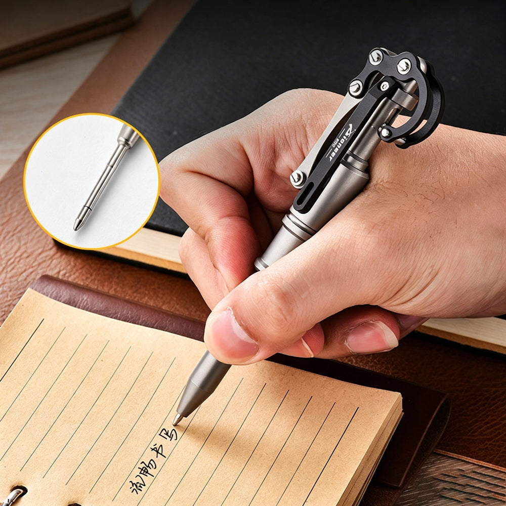 Titanium Tactical Pen | Ram-Horn Design EDC Tool | Outdoor Everyday Carry Pen