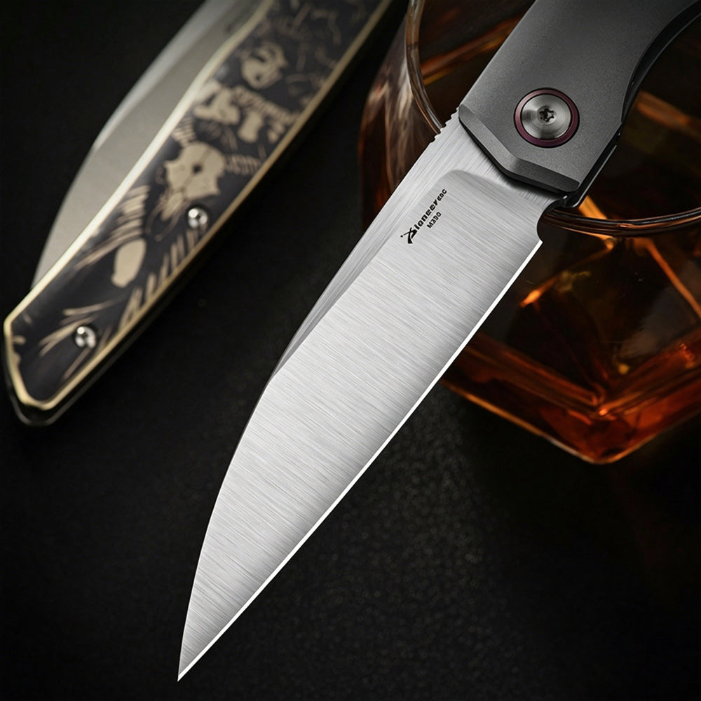M390 Titanium Folding Knife | Lightweight EDC Pocket Knife | Outdoor Carry Tool