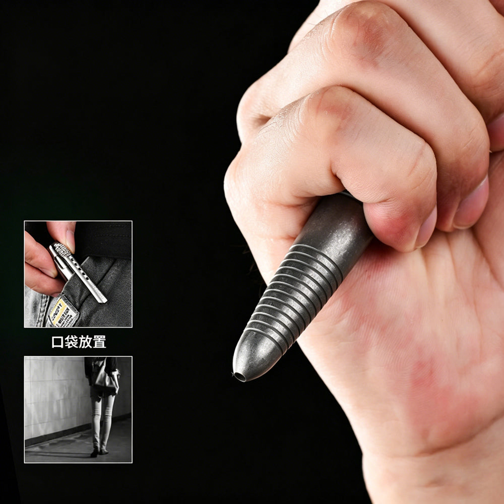 Titanium Tactical Pen | Bolt-Action Retractable EDC Tool | Outdoor Carry Pen