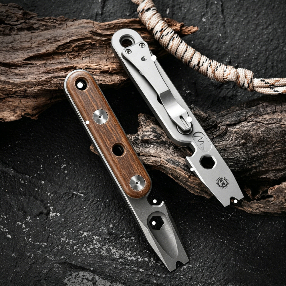 Titanium EDC Pry Bar Multi-Tool | Outdoor Camping & Survival Tool | Bottle Opener