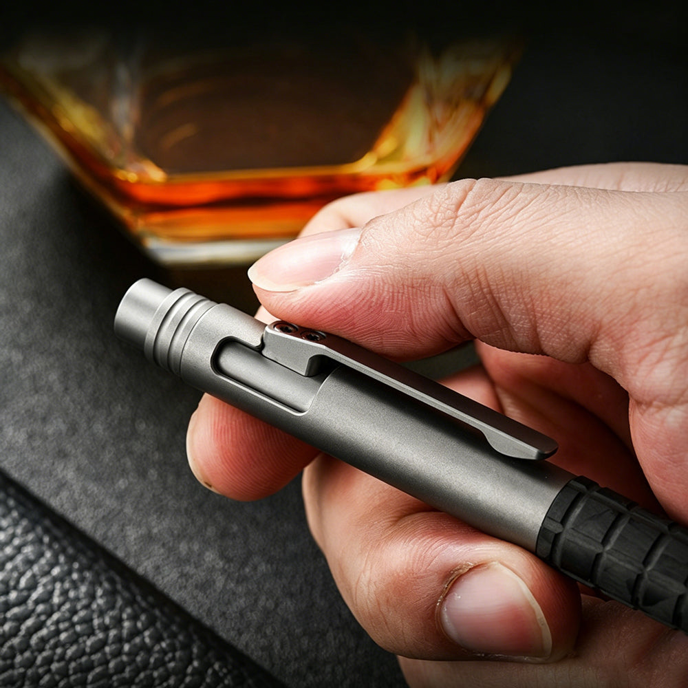 Titanium Bolt-Action Tactical Pen | Carbon Fiber EDC Pen | Portable Outdoor Multi-Tool