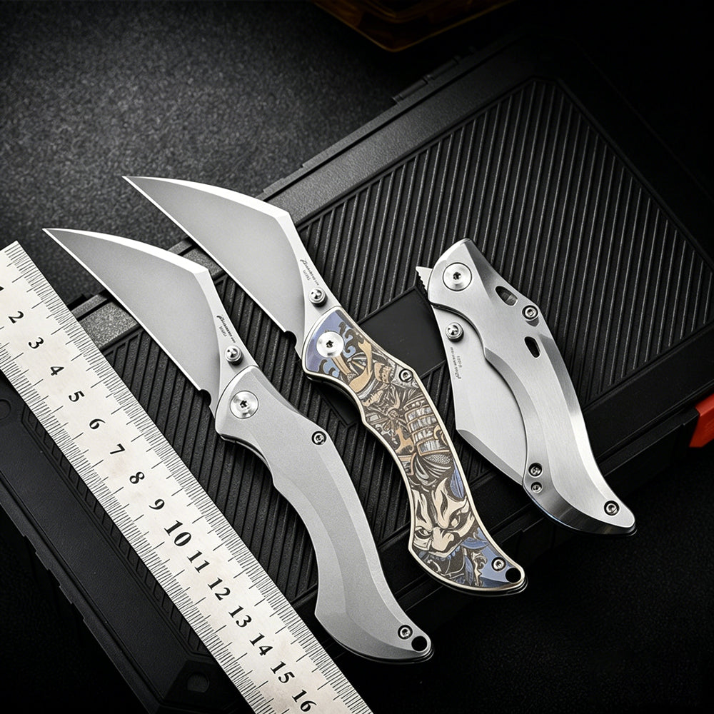 M390 Titanium EDC Folding Knife | Color Engraved | Outdoor Portable Pocket Knife