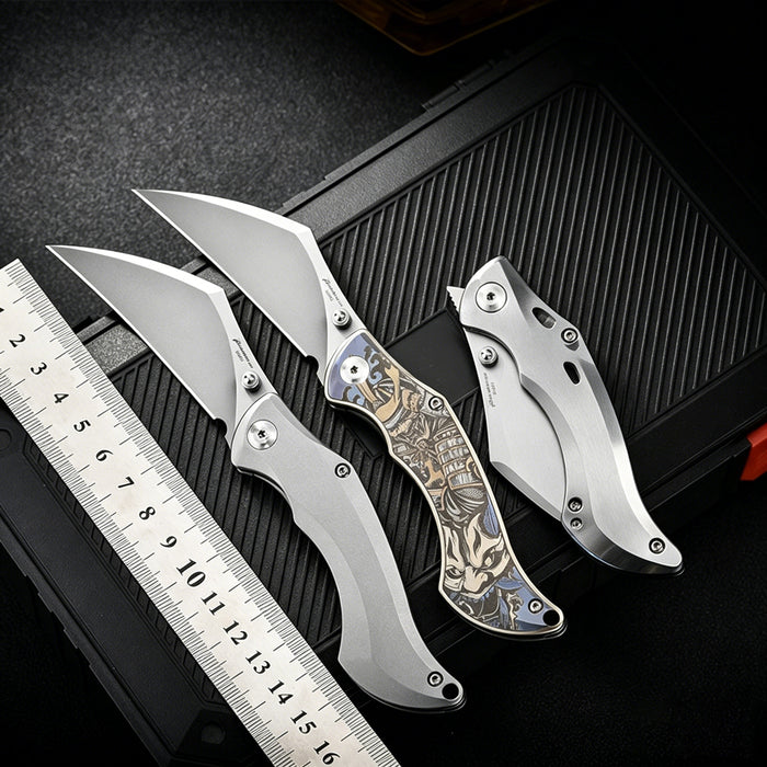 M390 Titanium EDC Folding Knife | Color Engraved | Outdoor Portable Pocket Knife