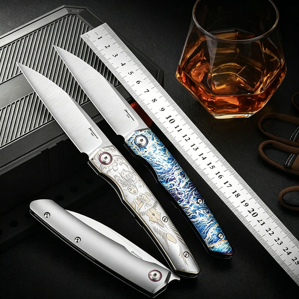 M390 Titanium Folding Knife | Lightweight EDC Pocket Knife | Outdoor Carry Tool