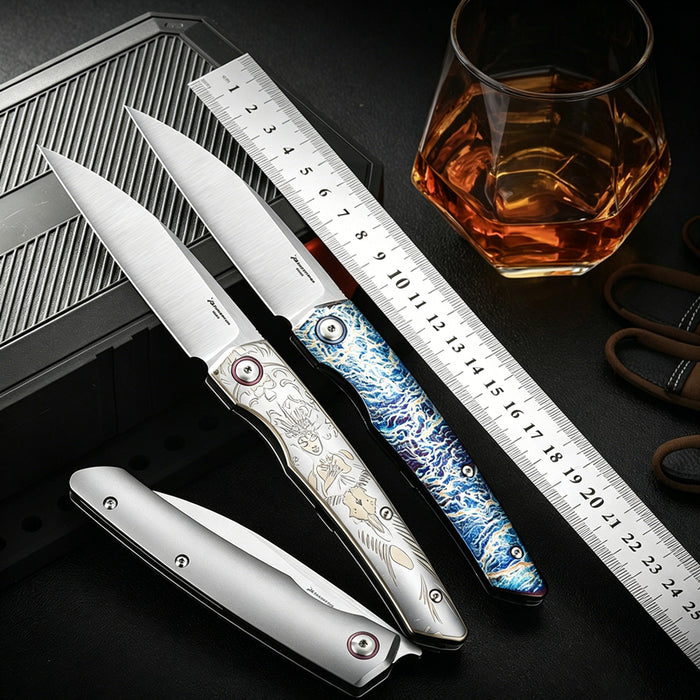 M390 Titanium Folding Knife | Lightweight EDC Pocket Knife | Outdoor Carry Tool