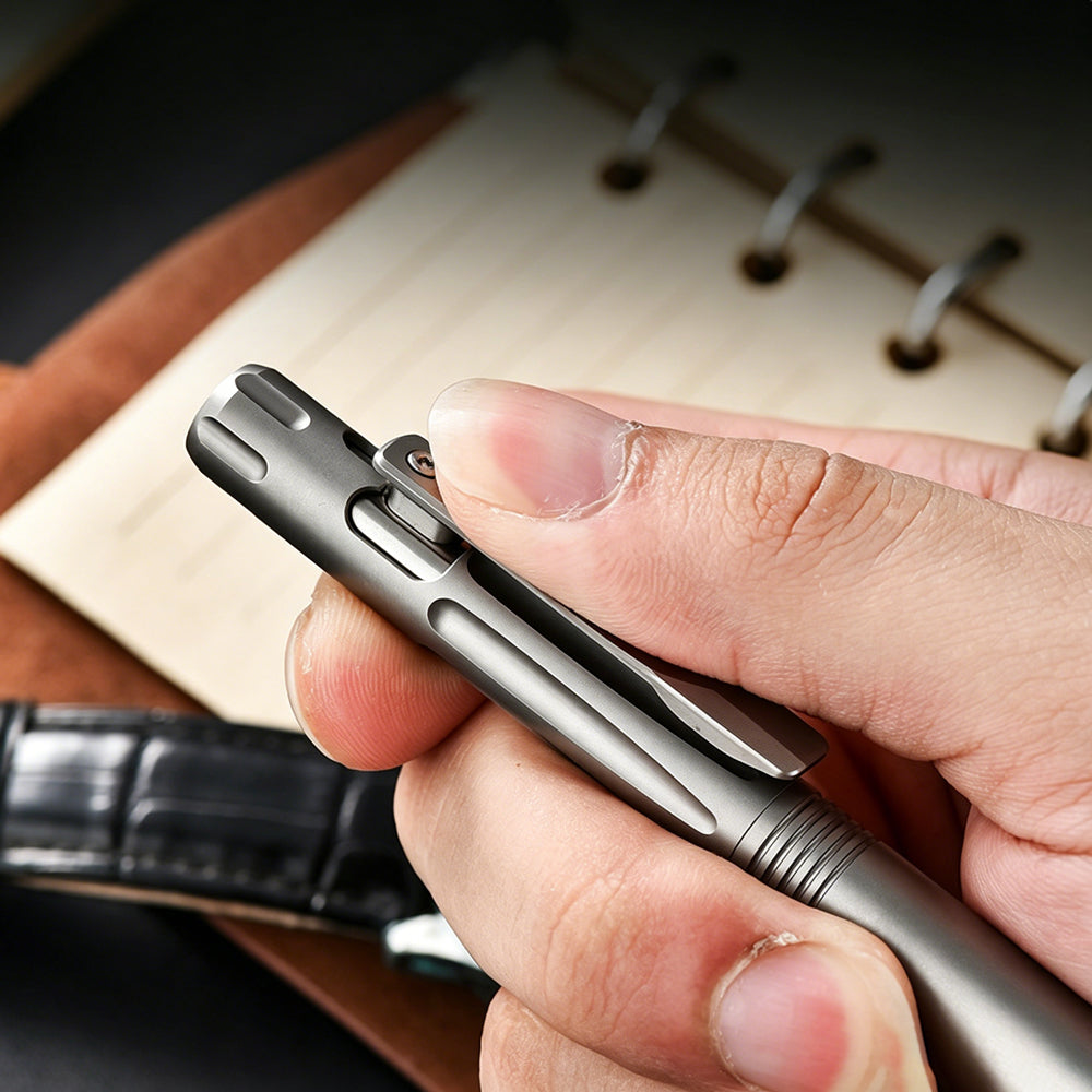 Titanium Tactical Pen | Retractable Press-Action EDC Pen | Outdoor Carry Tool